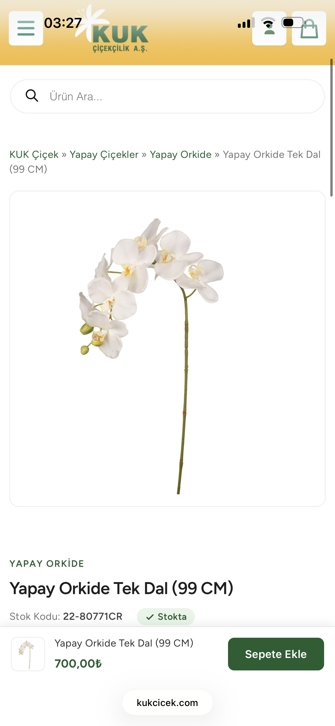 Yapay Orkide Tek Dal (99 CM)