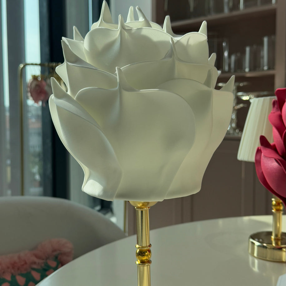 Eva Beyaz Gold Sap Uzun Masa Lambası Şarjlı