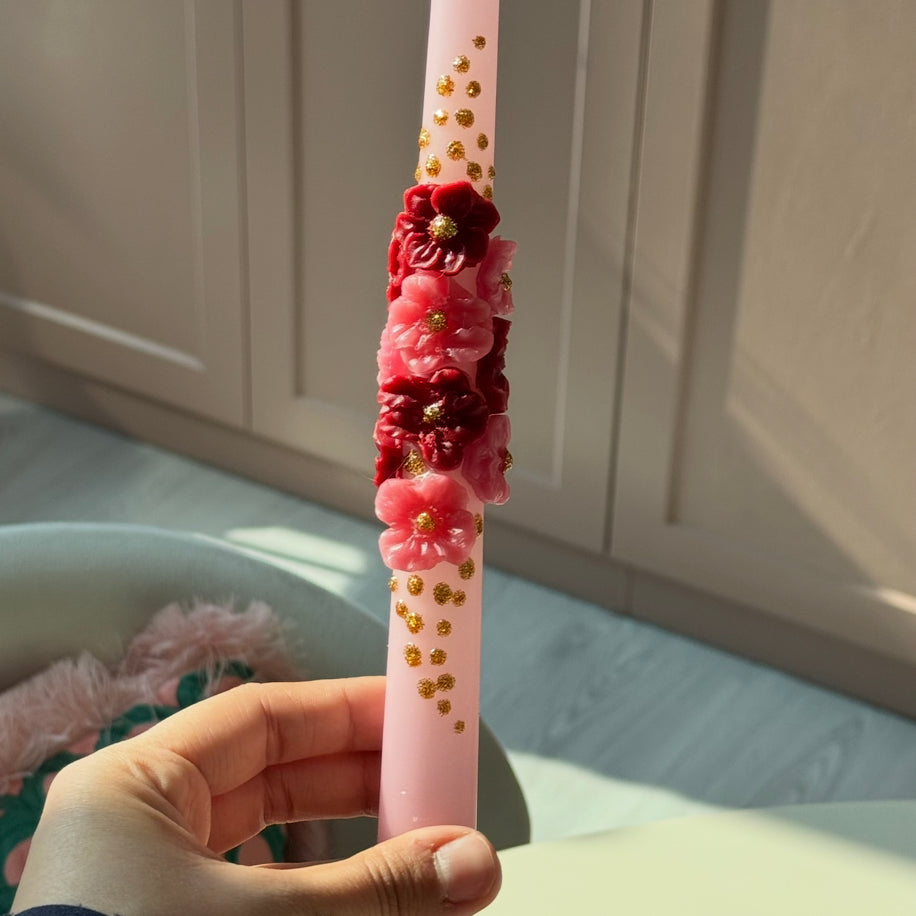 3 Boyutlu Pembe-Bordo Mum