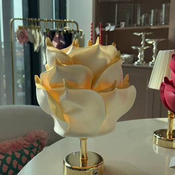 Eva Model Krem-Gold Şarjlı Kısa Sap Masa Lambası