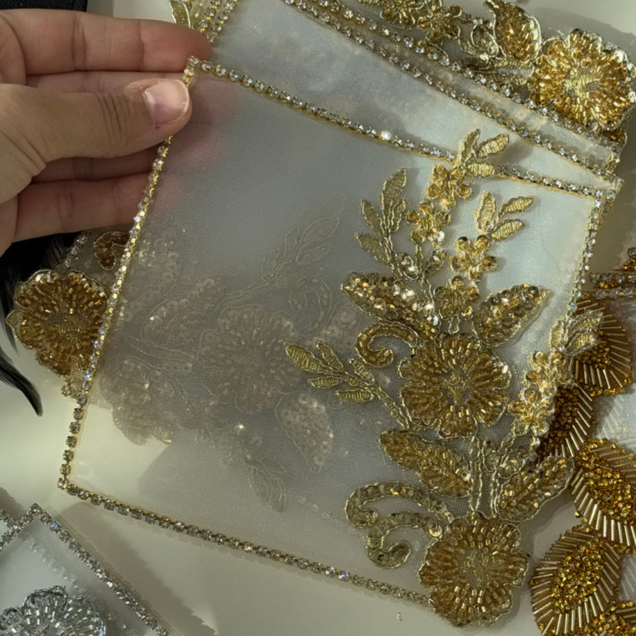 6'lı Gold Taşlı Sunum Peçetesi