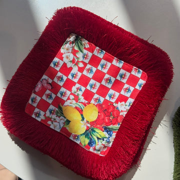 Kırmızı Püsküllü Limon Baskı Sunum Peçetesi