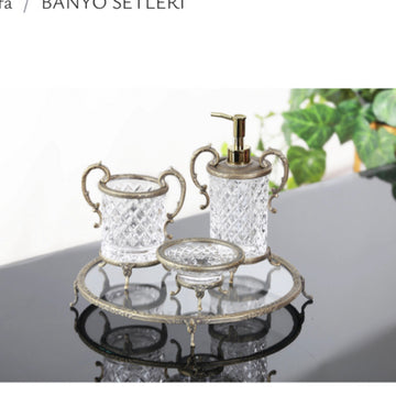 4 Parça Kulplu Banyo Seti Antik