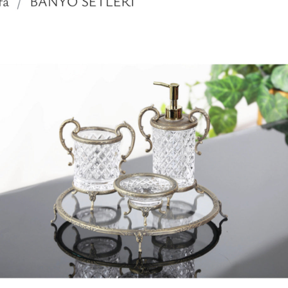4 Parça Kulplu Banyo Seti Antik