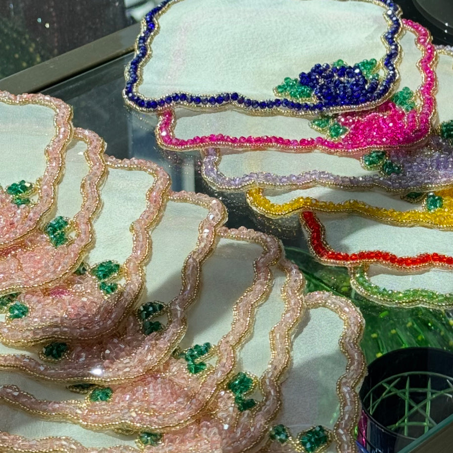 6'lı İpek Kasnak El İşlemesi Sunum Peçetesi