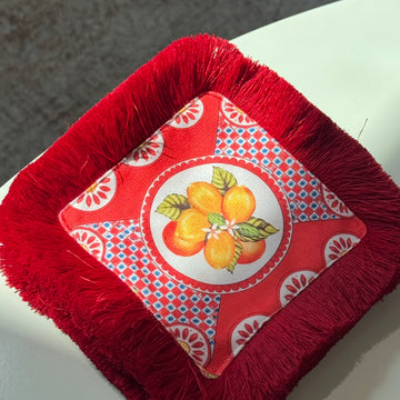 Kırmızı Limon Püsküllü Sunum Peçetesi
