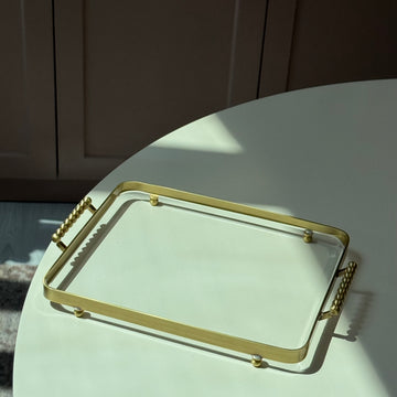 Bilye Kulp Detay Gold Küçük Boy Tepsi