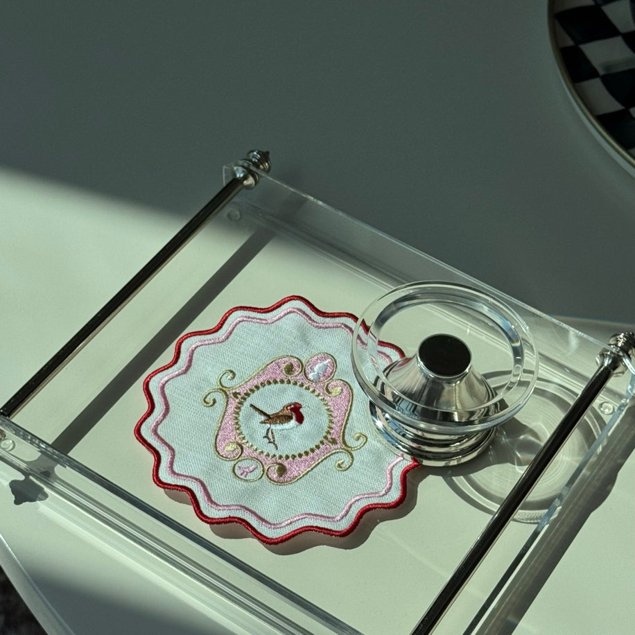 Sivri Kenar Küçük Boy Gümüş Detay Tepsi