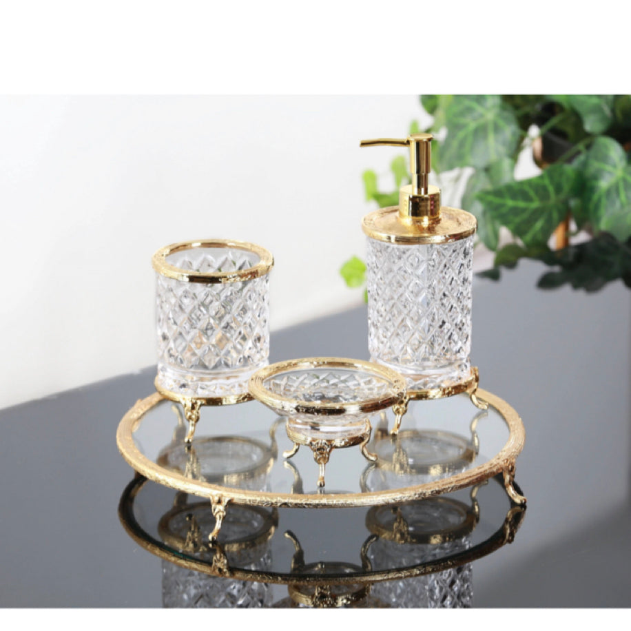 4 Parça Düz Banyo Seti Gold