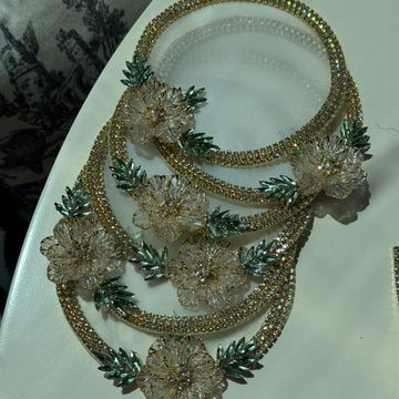Yeşil Gold Taşlı Yuvarlak Sunum Peçetesi 6'lı
