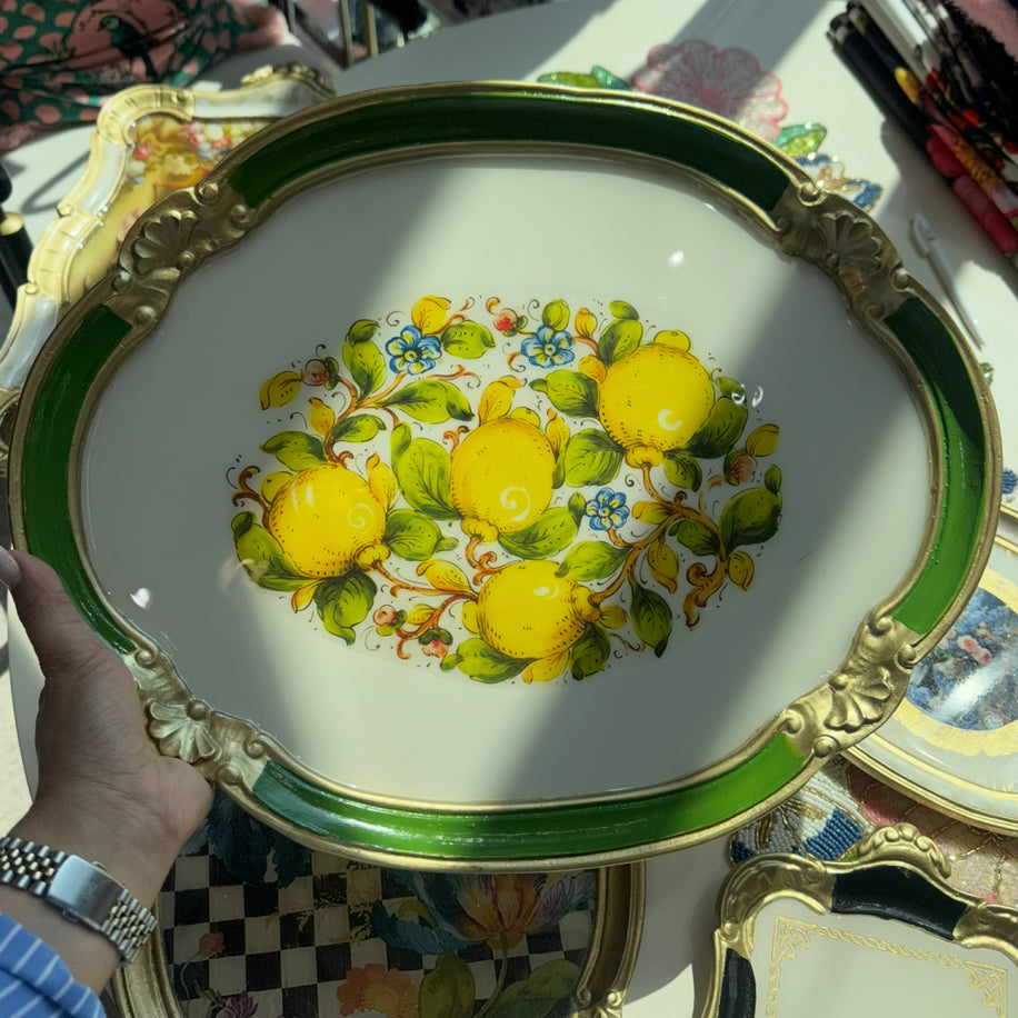 Limon Desen Gül Ağacı Oval Büyük Boy Tepsi