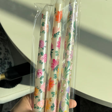 3'lü Çiçekli Mum