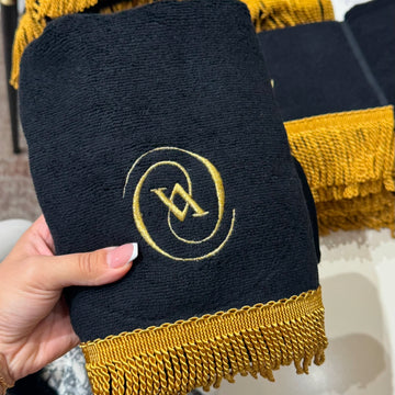 Vakko Model Siyah Gold Nakış Yüz Havlusu