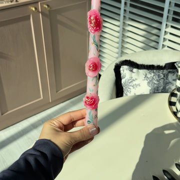 3 Boyutlu Çiçekli Mum Pembe