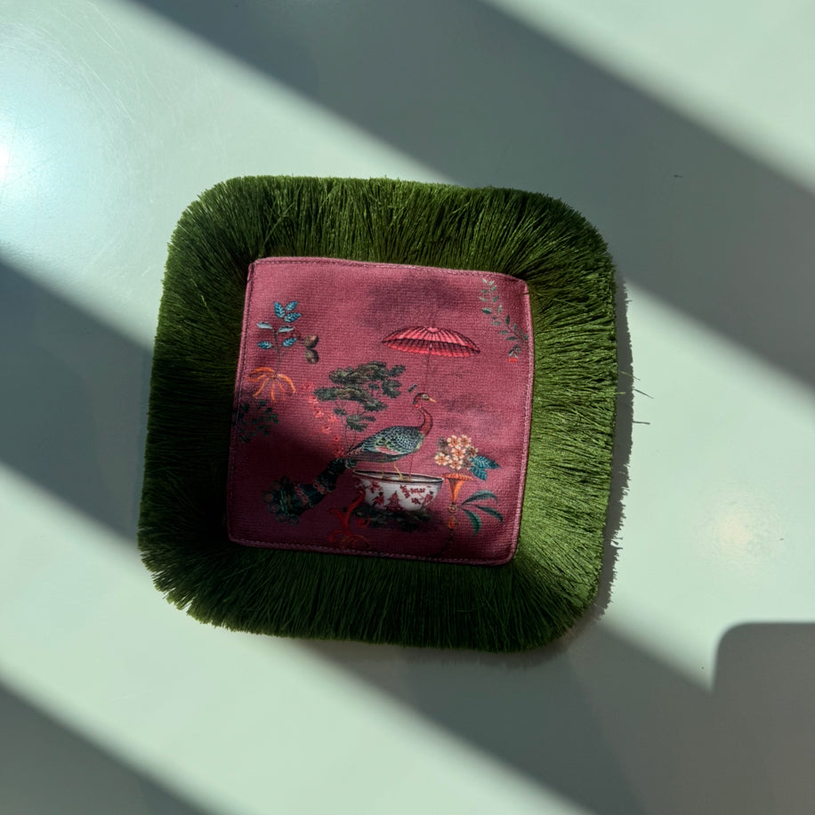 Yeşil Püskül Pembe Baskı Sunum Peçetesi