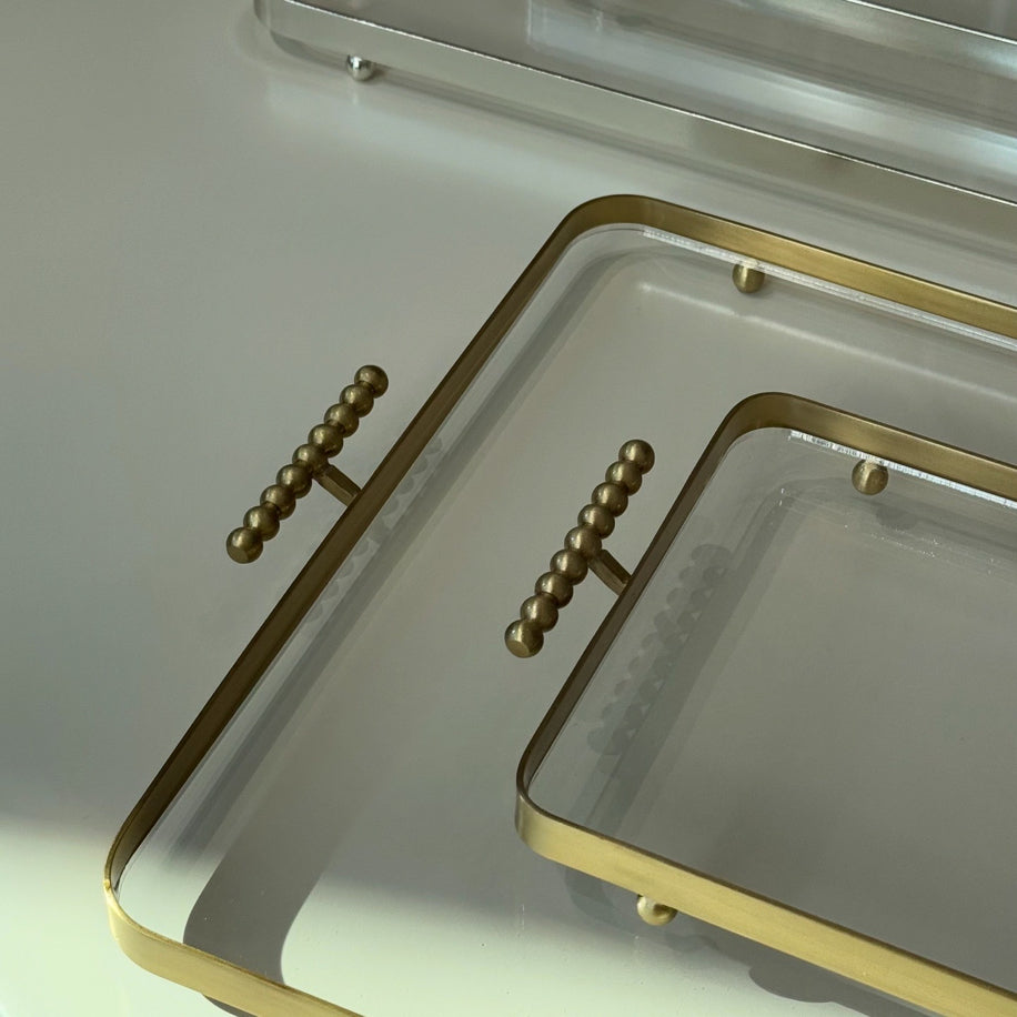 Bilye Kulp Detay Gold Büyük Boy Tepsi